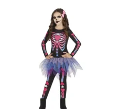 Costume da scheletro di cuori e stelle per bambina