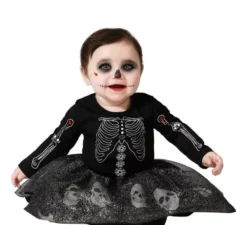 Costume da scheletro di teschi glitterati per bambina e bambino