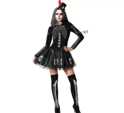 Costume da scheletro di teschi glitterati per donna