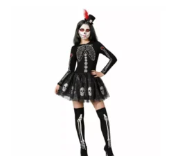 Costume da scheletro di teschi glitterati per donna
