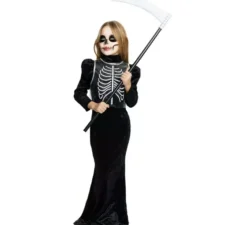 Costume da scheletro glamour nero per ragazze e adolescenti