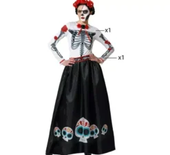 Costume da scheletro messicano di Catrina Rosas per donna