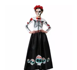 Costume da scheletro messicano di Catrina Rosas per donna