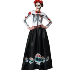 Costume da scheletro messicano di Catrina Rosas per donna
