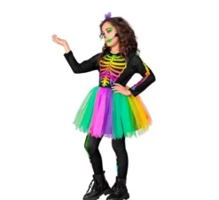 Costume da scheletro multicolore per bambine