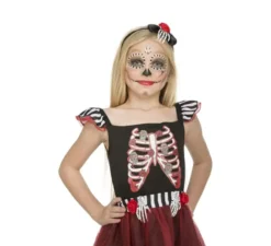 Costume da Scheletro rosso per bambina