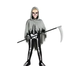 Costume da scheletro scuro con cappuccio per bambino