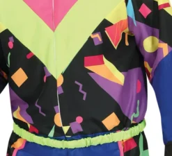 Costume da sciatore blu degli anni '80 per uomo