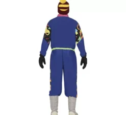 Costume da sciatore blu degli anni '80 per uomo