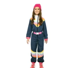 Costume da sciatrice blu con cintura per bambina