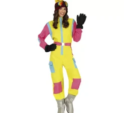 Costume da sciatrice giallo per donna