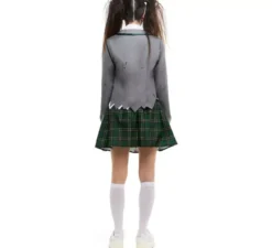 Costume da scolaretta zombie grigio con giacca per donna
