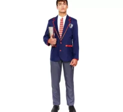 Costume da scolaro moderno blu per uomo