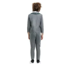 Costume da scolaro zombie grigio con giacca per ragazzi