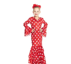 Costume da Sevillana rosso a pois bianchi per bambina