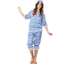 Costume da signora bagnante retrò blu degli anni '20 per donna