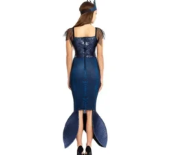 Costume da sirena blu malvagia con corona per donna