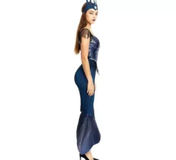 Costume da sirena blu malvagia con corona per donna