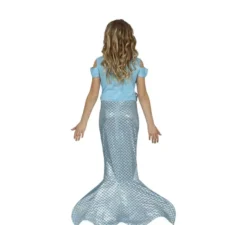 Costume da sirena coda lunga blu per bambina