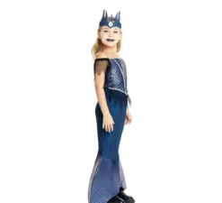 Costume da Sirena Malvagia blu con corona per bambina e adolescente