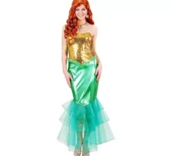Costume da sirena verde e gialla per donna