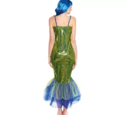 Costume da sirena verde scuro per donna