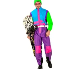 Costume da Snowboarder lilla e verde fluo per adulto