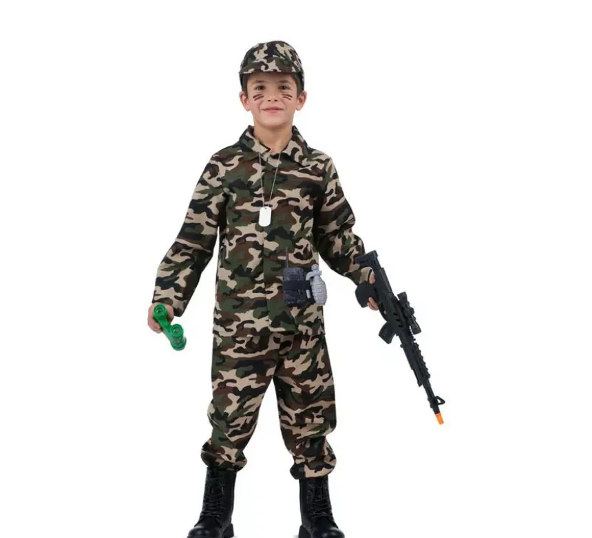 Costume da soldato con walkie-talkie per bambini