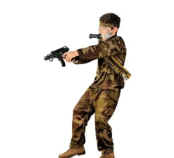 Costume da soldato mimetico marrone per bambini e ragazzi