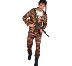 Costume da soldato mimetico marrone per uomo