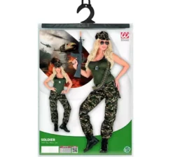 Costume da soldato mimetico verde per donna