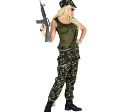 Costume da soldato mimetico verde per donna