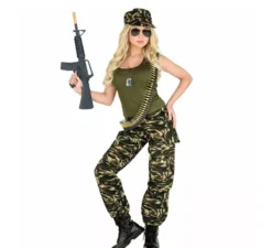 Costume da soldato mimetico verde per donna