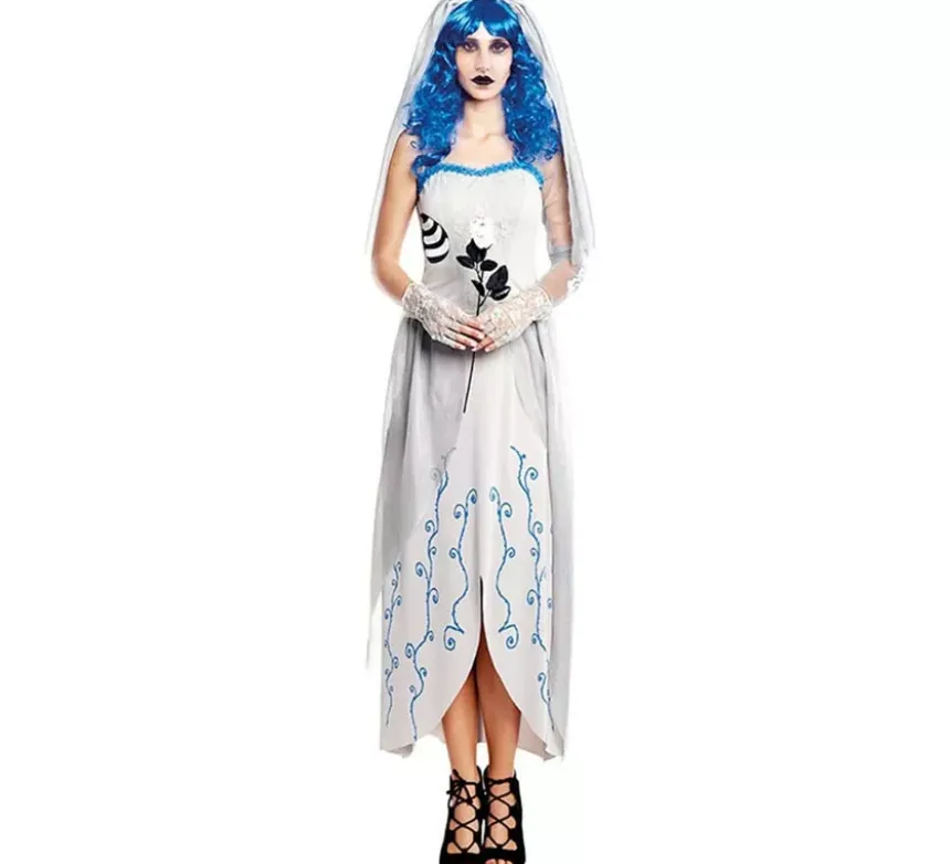 Costume da sposa cadavere decorazioni blu per donna
