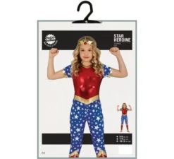 Costume da Star Heroine rosso e blu per bambina