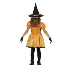 Costume da strega arancione brillante per bambina