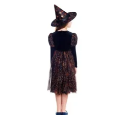 Costume da strega arancione della ragnatela per ragazza