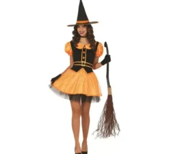 Costume da strega arancione per donna
