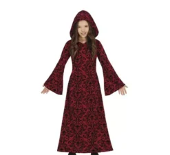 Costume da strega con cappuccio rosso per bambina