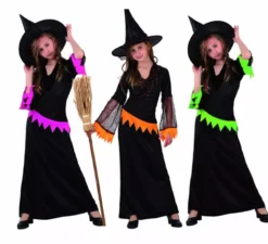 Costume da strega con ragnatele per bambina 7-9 anni