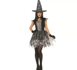 Costume da strega della ragnatela argentata per donna