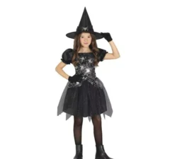 Costume da strega della Ragnatela nero e argento per bambina