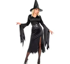 Costume da strega nera con cappello per donna
