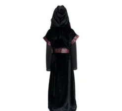 Costume da strega oscura con cappuccio e cintura per bambina