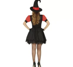 Costume da strega rosso e nero per donna