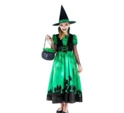Costume da strega verde per bambina