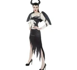 Costume da strega volante in bianco e nero per donna
