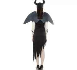 Costume da strega volante in bianco e nero per donna