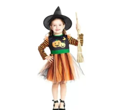 Costume da Strega Zucca con cappello per bambina e bambina