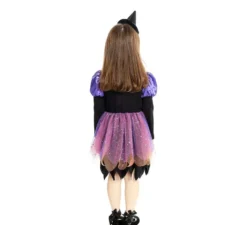 Costume da streghetta viola con cerchietto per bambina e bambina